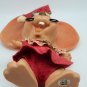 Vintage Roy Des 1970 Christmas Mouse Mrs Claus Hard Plastic Figurine RARE