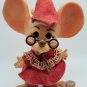 Vintage Roy Des 1970 Christmas Mouse Mrs Claus Hard Plastic Figurine RARE