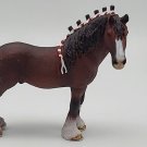 2015 Schleich Clydesdale STALLION Horse Figure D-73527 W/ TAG, BRAIDED RED/WHITE