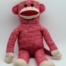 Red Sock Monkey Classic  Toy Red Pink Stripes Big Lips 20" AS-PICTURED