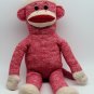 Red Sock Monkey Classic  Toy Red Pink Stripes Big Lips 20" AS-PICTURED