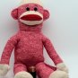 Red Sock Monkey Classic Toy Red Pink Stripes Big Lips 20" AS-PICTURED