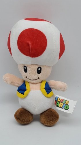GENUINE Super Mario Bros Red Toad Stuffed Plush All Star 8" Little Buddy Used