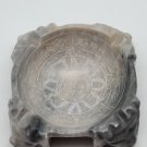 Vintage Hand Carved Black Marble Stone Mayan Aztec Ashtray Grey Black