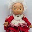 VINTAGE 16” Yarn Crochet 70’s Strawberry Shortcake Doll With Vinyl Freckle Face
