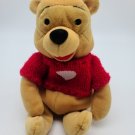 THE DISNEY STORE WINNIE THE POOH 8" RED SWEATER POOH BEAN BAG PLUSH NWT