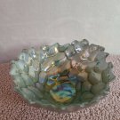 Vintage Aqua Silver Glass Bowl Candy Dish Nautical Mermaid Scales