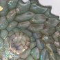 Vintage Aqua Silver Glass Bowl Candy Dish Nautical Mermaid Scales