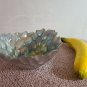 Vintage Aqua Silver Glass Bowl Candy Dish Nautical Mermaid Scales