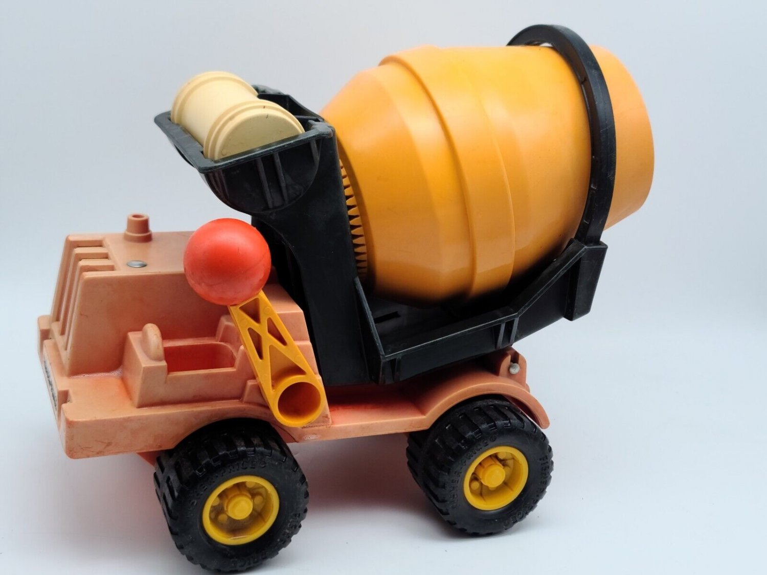 Vintage Fisher Price Cement Mixer Construction Toy Yellow Orange 70s 315