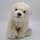 FAO SCHWARZ POLAR BEAR PLUSH 10" White Sitting Upright Button *CLEAN*