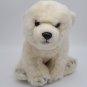 FAO SCHWARZ POLAR BEAR PLUSH 10" White Sitting Upright Button *CLEAN*