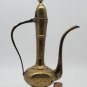 Brass Teapot or Oil Vessel India Lamp Etched Brass with Hinged Lid