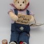 OUR SECRET THREAD BEAR FIRST EDITION PLUSH BEARS 'WILL WORK FOR FOOD' CLEAN