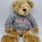 Prima Creations 2008 Plush Stuffed Brown Bear Gray I Love You Hoodie Valentines