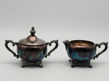 Vintage Silver Wm Rogers Cream and Sugar Set