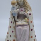 Lefton Madonna and Child 8" Porcelain Figurine Seated w/ Book Bird  Flower