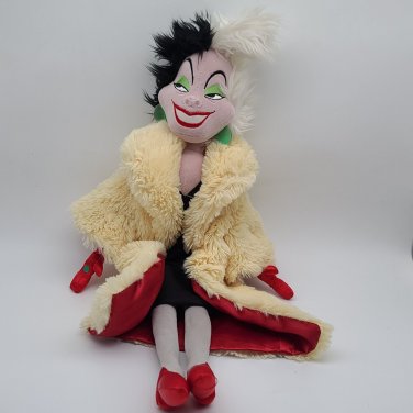 DISNEY STORE Authentic EVIL Cruella De VIL 101 DALMATIANS Villain Plush Doll 22"