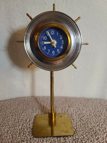 Nautical Pendulux Skipper Table Clock Ship Helm Steering Wheel *NOT TESTED*