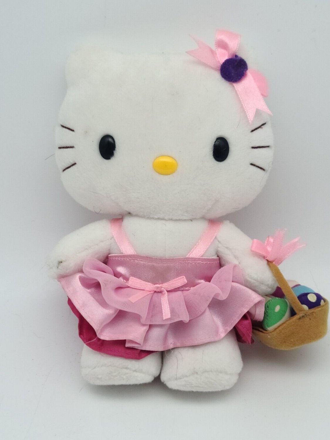 Hello Kitty Nakajima Sanrio Plush Cat Pink Satin Easter Basket 7 ...