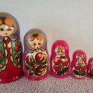 *VINTAGE* Set of 6 Russian Matryoshka Nesting Dolls  8" to 1"  AS-PICTURED