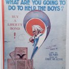 Vintage WWI "What Are You Going To Do To Help The Boys?" Sheet Music Van Alstyne