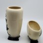 Vintage Royal Copley Ivy Footed Vase Planter Pottery Set - Green/White *AS-IS*