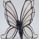 Vintage Pewter Butterfly Fairy Art Nouveau Stained Leaded Glass Wings Signed