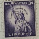 USA 1954, Sc1035 2x 3c Statue of Liberty. Used BENY Perfin
