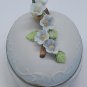Vtg Lefton Trinket Box Oval Egg Shaped Dimensioinal Floral White  3.25"