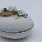 Vtg Lefton Trinket Box Oval Egg Shaped Dimensioinal Floral White  3.25"