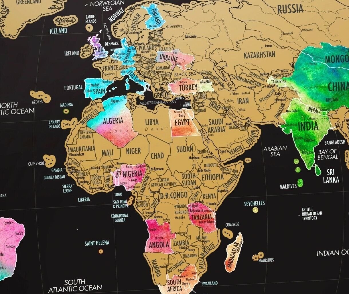 Scratch Map Deluxe World Map Poster Luckies Personal Travel Log Gift