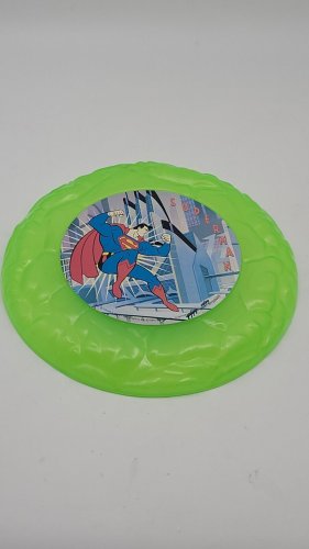 Vintage Fluorescent Green Superman Frisbee