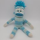 2012 Circo Aqua Blue Stripe Sock Monkey Knit Plush Stuffed