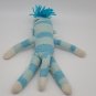 2012 Circo Aqua Blue Stripe Sock Monkey Knit Plush Stuffed