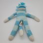 2012 Circo Aqua Blue Stripe Sock Monkey Knit Plush Stuffed