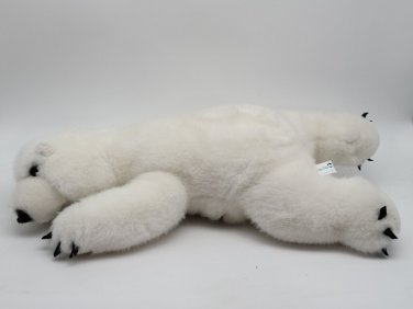 SeaWorld Soft White Laying Polar Bear Plush 13" Stuffed Animal Toy