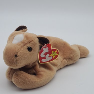 Ty Beanie Baby Derby the Horse 8" Beanbag Plush Tan Brown Yarn Mane 1995 W/Tag