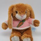 Bunny Rabbit w/Pink Sweater CARROT 9" Soft Plush Kids of America CLEAN