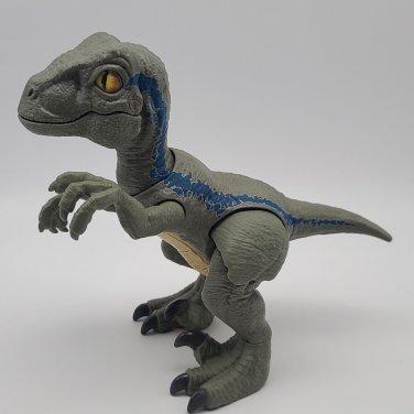 Mattel Jurassic World Dino Rivals Primal Pal Raptor Blue Action Sounds Works