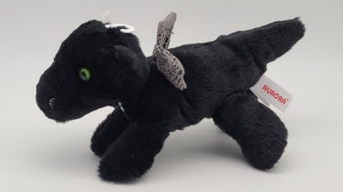 Aurora Midnight Black Dragon Green Eyes Plush Stuffed Animal Toy Friend 13" EUC