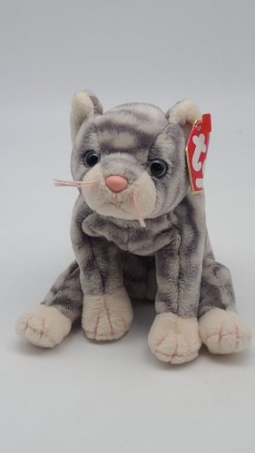 Ty Beanie Baby "Silver" Cat Plush Stuffed Toy 6" Gray Spotted RARE