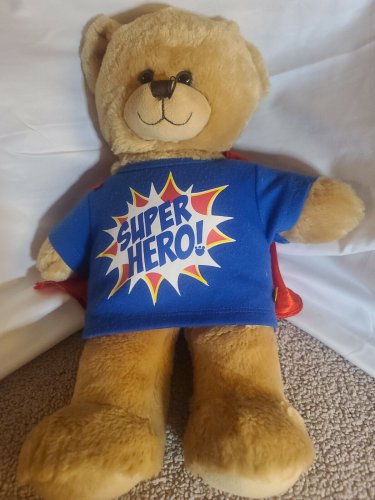 Build A Bear Classic Teddy Bear Tan Brown BAB Plush SUPER HERO t-shirt & Cape
