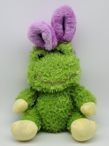 Dan Dee Green Frog Plush Stuffed Animal With Pink Easter Bunny Ears