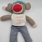 Urban Outfitters Plush Sock Monkey Blue Hair 15" Punks Not Dead Soft Play Toy