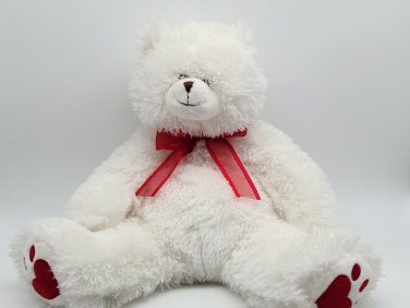 13" Boyds Heartfilled Hugs Polar Teddy Bear Plush White Red Heart Paws *CLEAN*