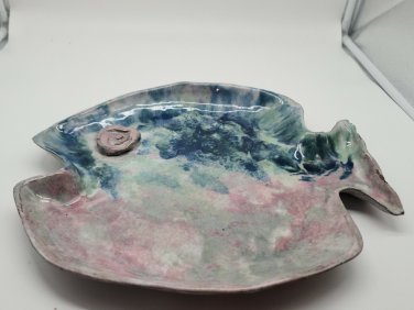 Handmade Ceramic Pottery Fish Platter Tray 14&acirc;��