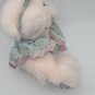 VINTAGE A & B Novelty Bunny Rabbit in Floral DrePlush Stuffed Animal Tan 7â
