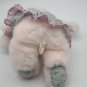 VINTAGE A & B Novelty Bunny Rabbit in Floral DrePlush Stuffed Animal Tan 7â