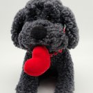 Russ Bosworth Smoky Gray Puppy Dog Holding Red Heart Valentine Plush 7"